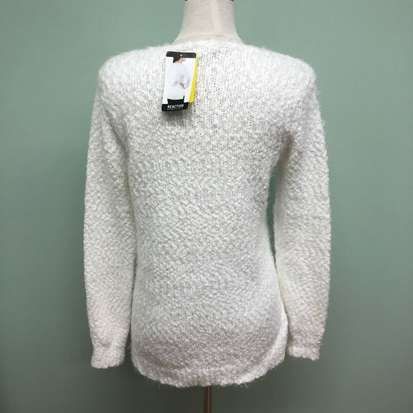 Kenneth Cole Reaction | Women's Fuzzy Sweater | White | Small - Picture 2 of 4